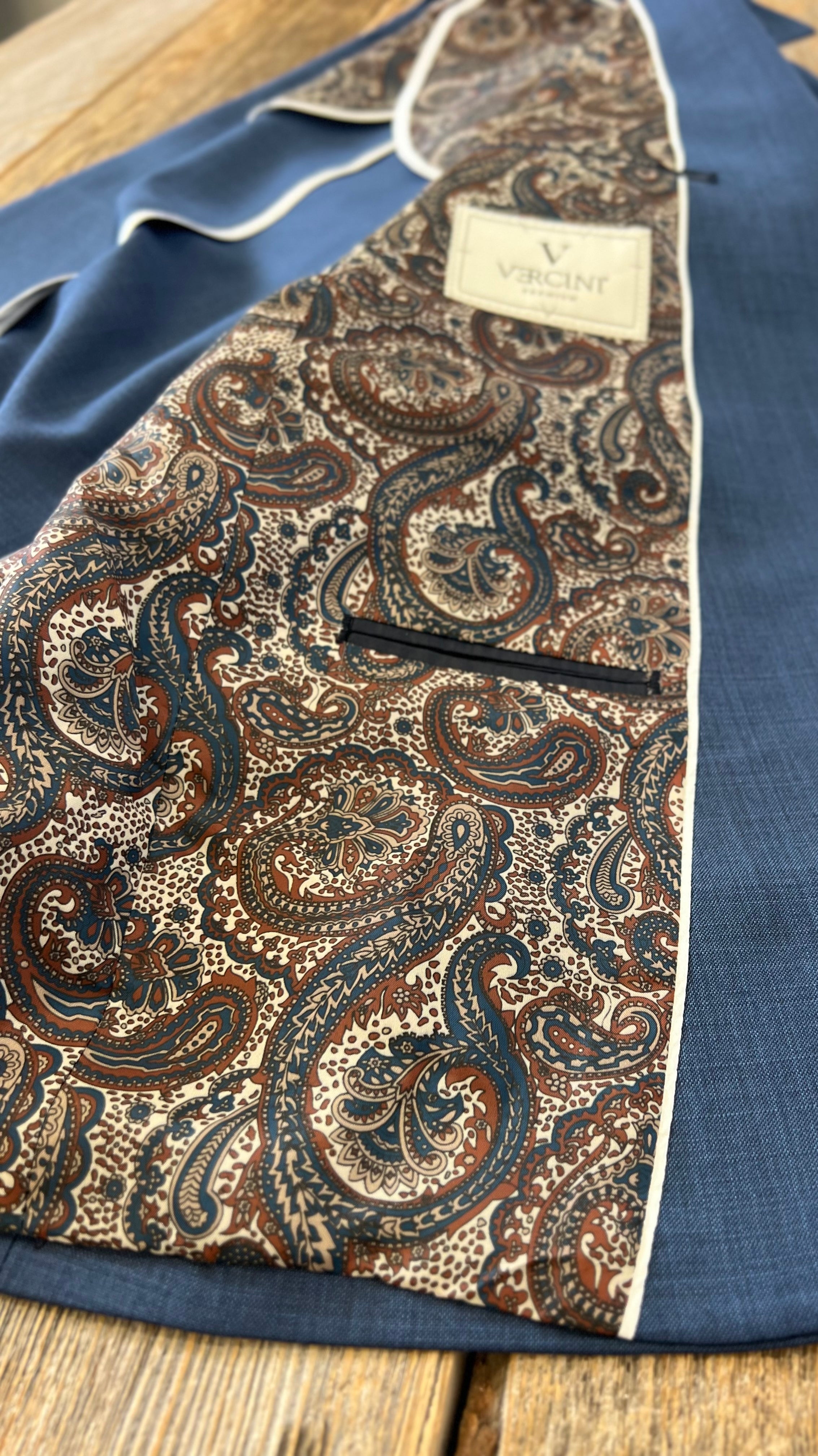 Vercini Classic Blue Textured Slim Fit Two-Piece Suit