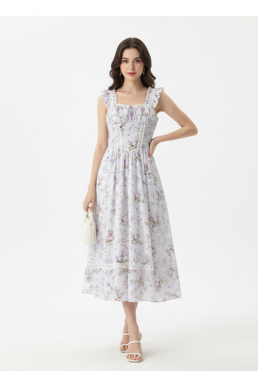 SILKY TWILL LACE UP FRONT AND BACK MAXI DRESS