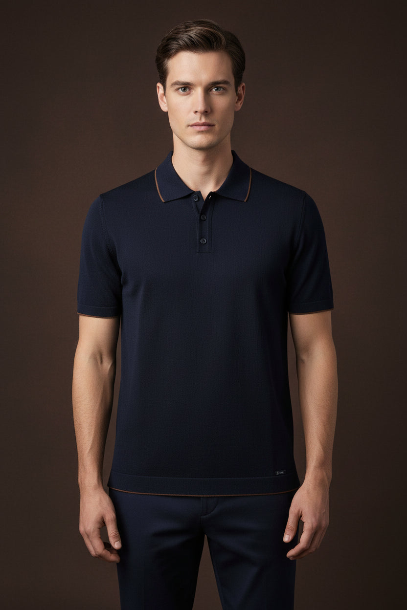 Refined Contrast Knit Polo