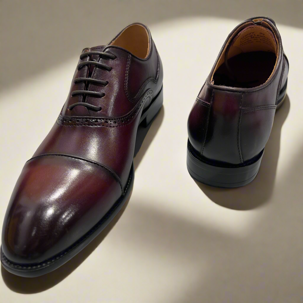 Classic Solid Vercini Leather Oxford Shoes