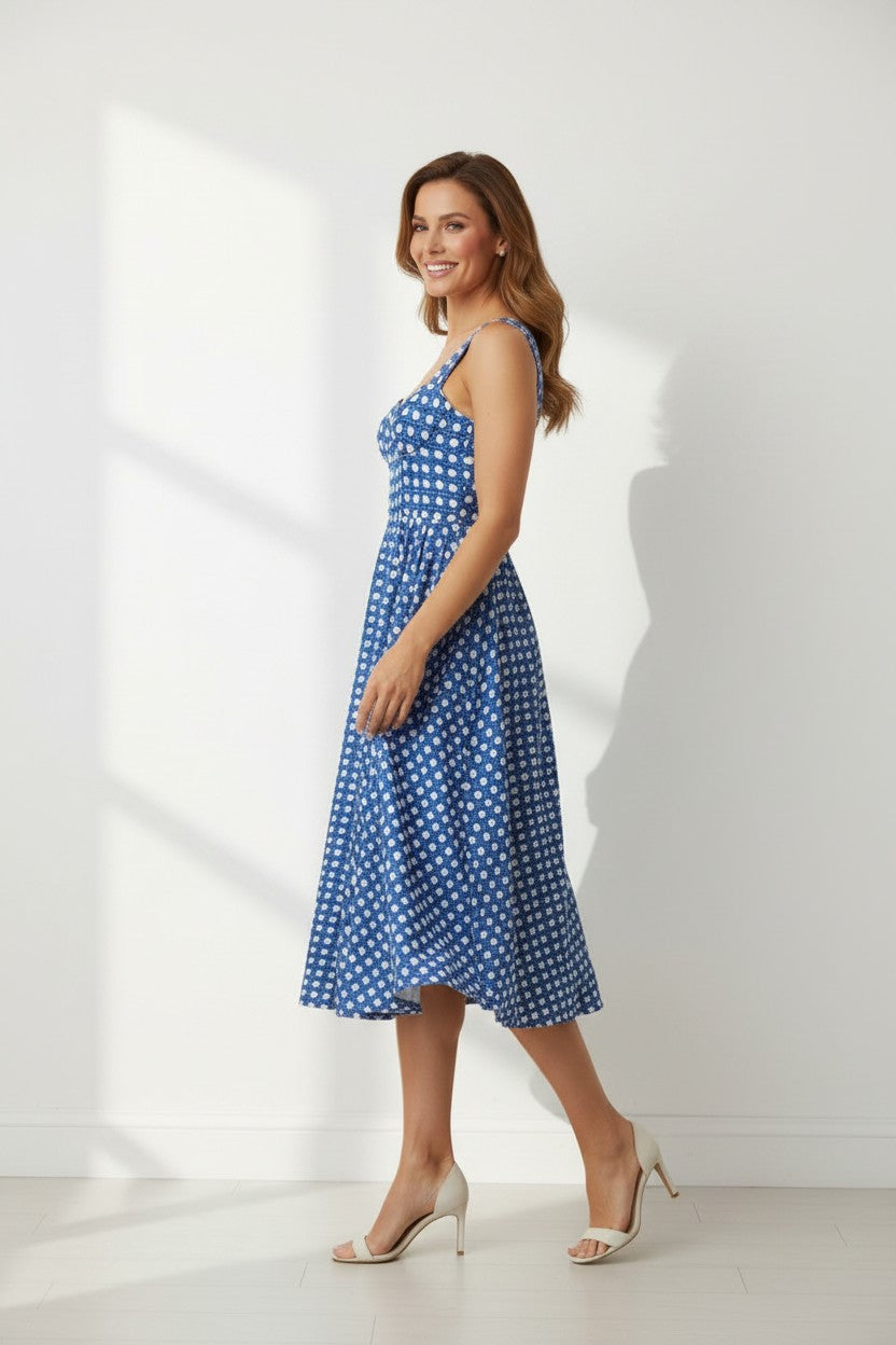 POLKA DOT PATTERN MAXI DRESS