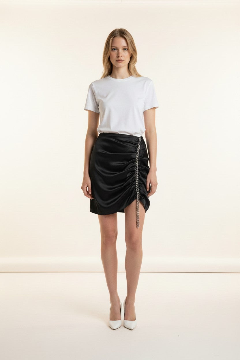 Satin Skirt With Chains On The Side