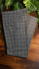 Vercini Men's Slim Fit Gray Plaid Pants – 67% Polyester, 33% Viscose
