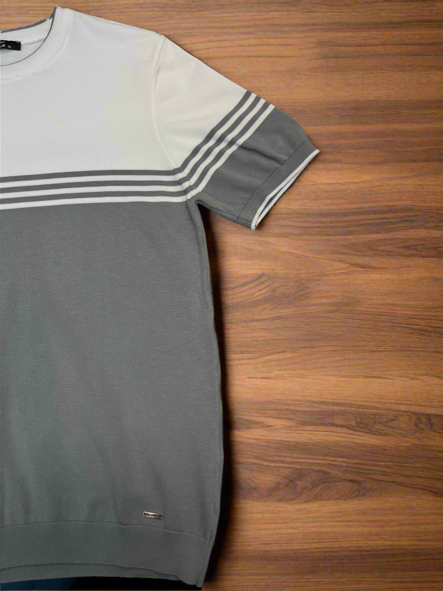 Vercini by CE&CE Striped T-Shirt – Soft Luxe in Grey, Blue & Beige
