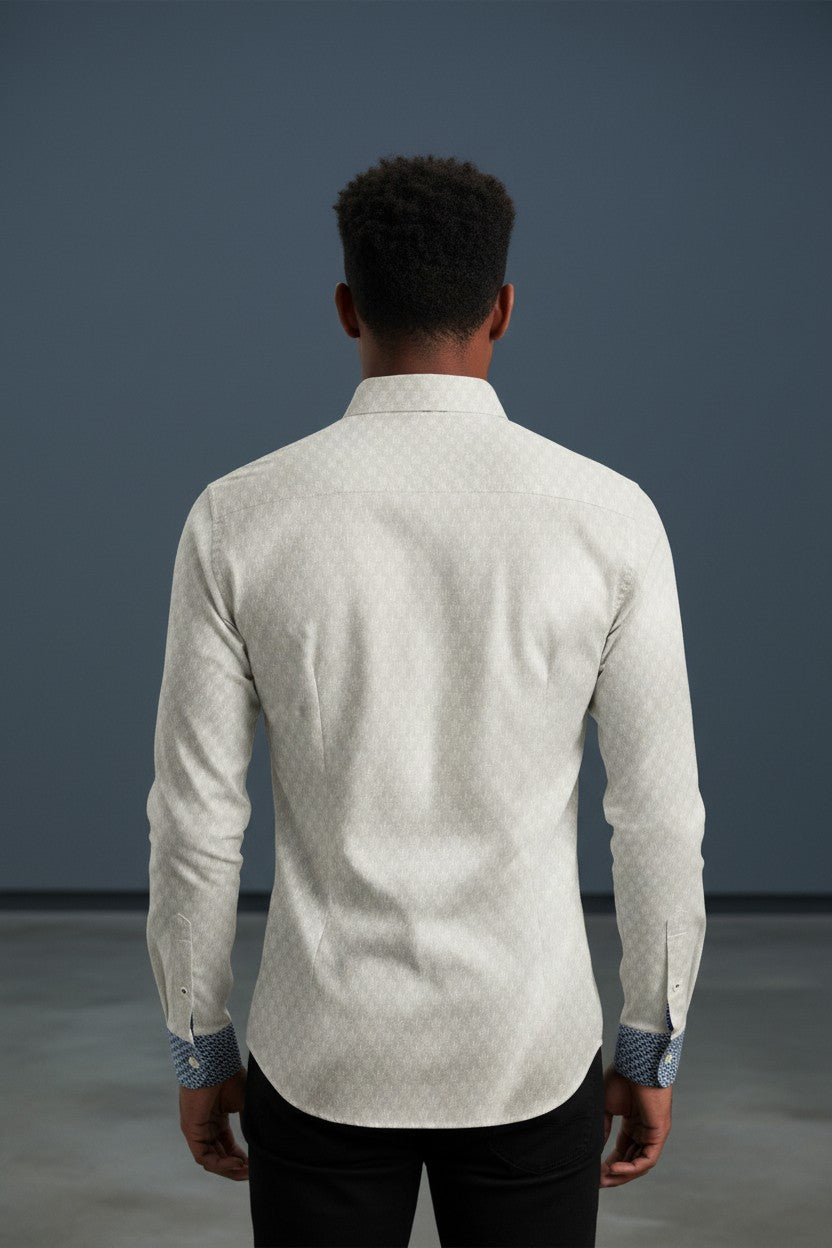 Vercini Signature Geometric Cotton Shirt Collection - Available in White, Sky Blue, and Navy