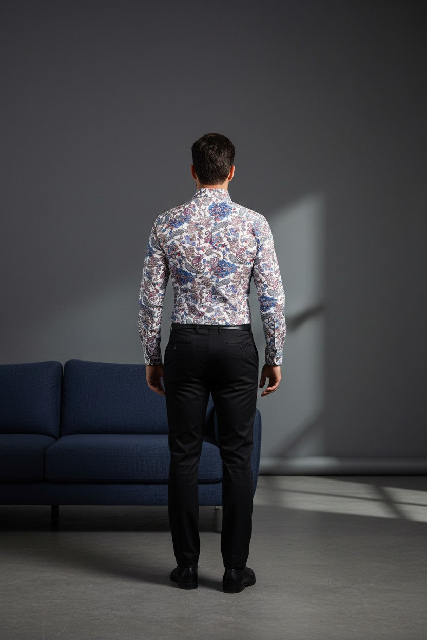 Purple Swirl Abstract Shirt – Fluid Motion, Elevated Comfort
