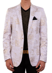 White Gold Foiled Detailed Blazer BLAZERS Mondo Collection Vercini