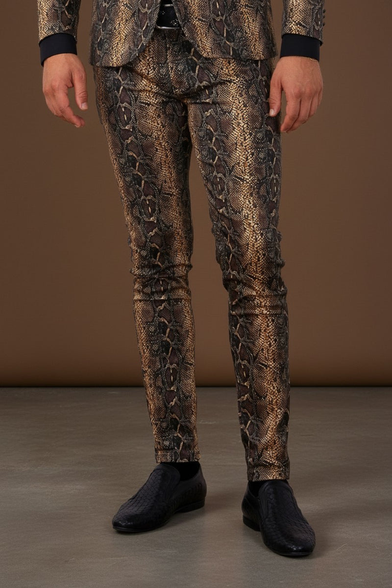 Mondo's Leopard Print Slim Fit Pants JEANS Vercini BROWN / 38 Mondo's Leopard Print Slim Fit Pants JEANS Vercini BROWN / 38