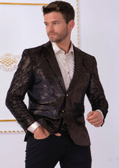 Brown Metallic Polkadot Velvet Blazer BLAZERS Do Vercini