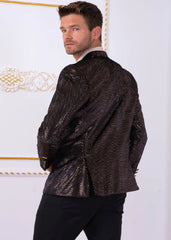 Brown Metallic Polkadot Velvet Blazer