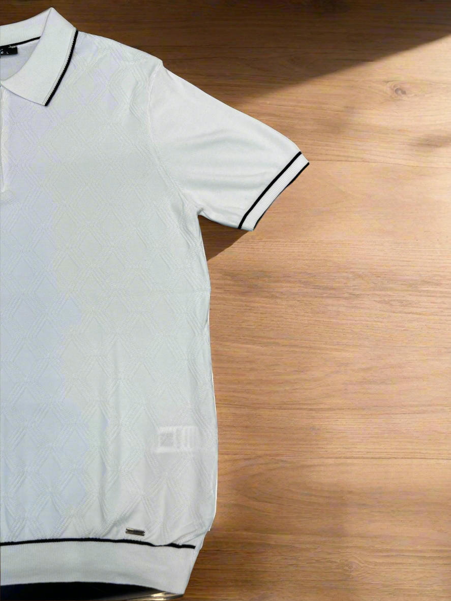 Vercini by CE&CE Diamond Polo – Modern Edge in Coral, Black & White