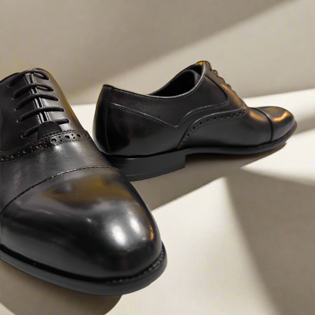 Classic Solid Vercini Leather Oxford Shoes