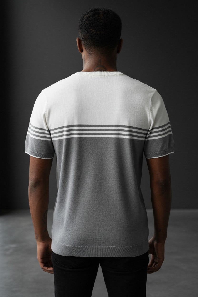 Vercini by CE&CE Striped T-Shirt – Soft Luxe in Grey, Blue & Beige