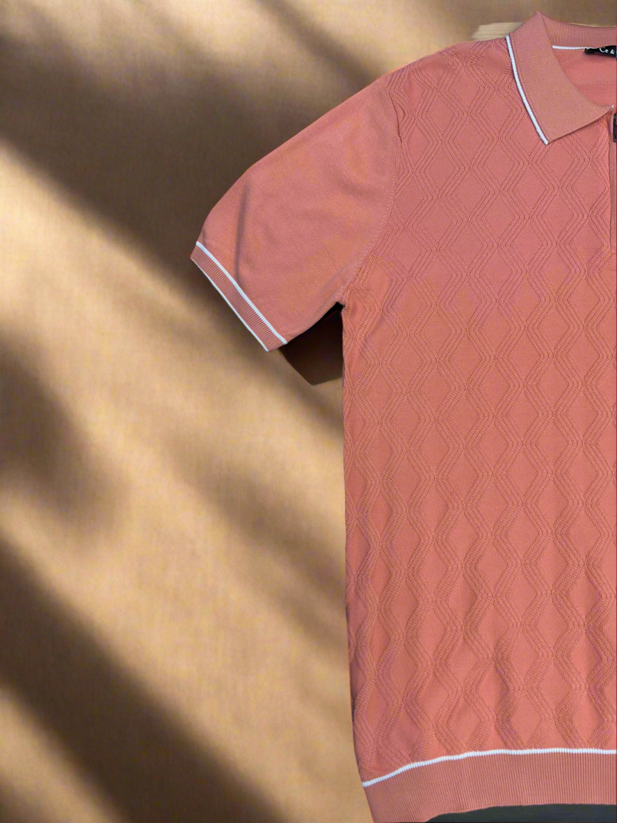 Vercini by CE&CE Diamond Polo – Modern Edge in Coral, Black & White