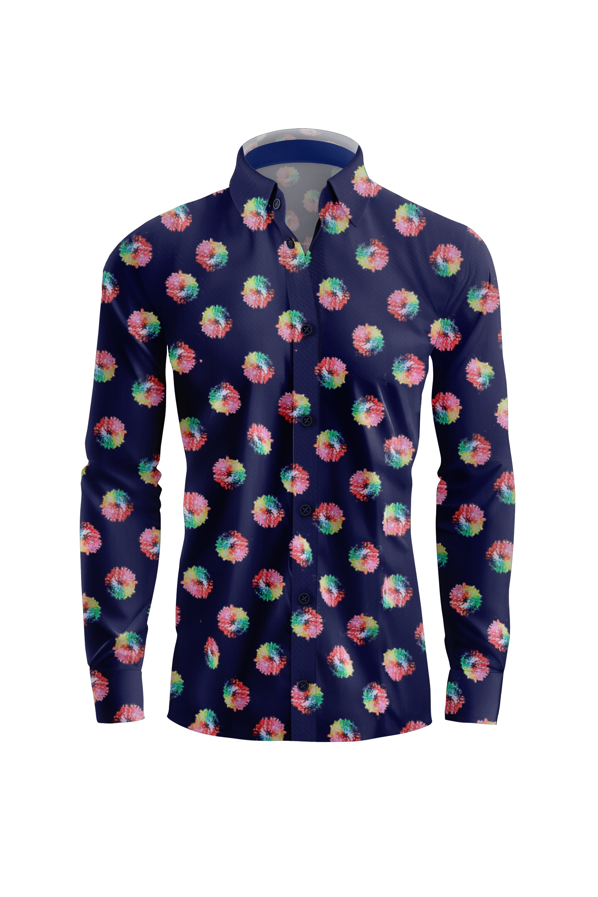 Celestial Bloom Navy Elegance Casual Shirt