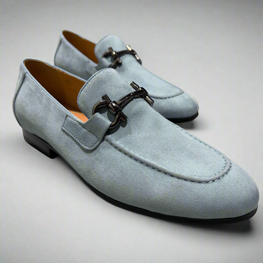 Vercini Men’s Suede Loafers – Light Blue Luxe