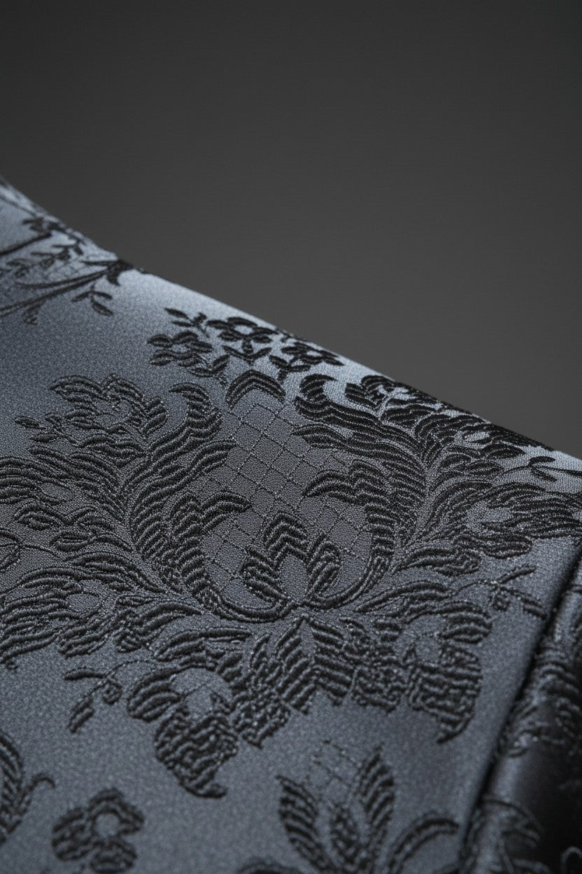 Floral Jacquard Shawl Lapel Tuxedo with Vest and Matching Tie