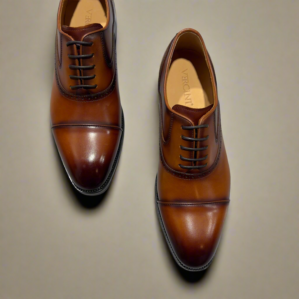 Classic Solid Vercini Leather Oxford Shoes