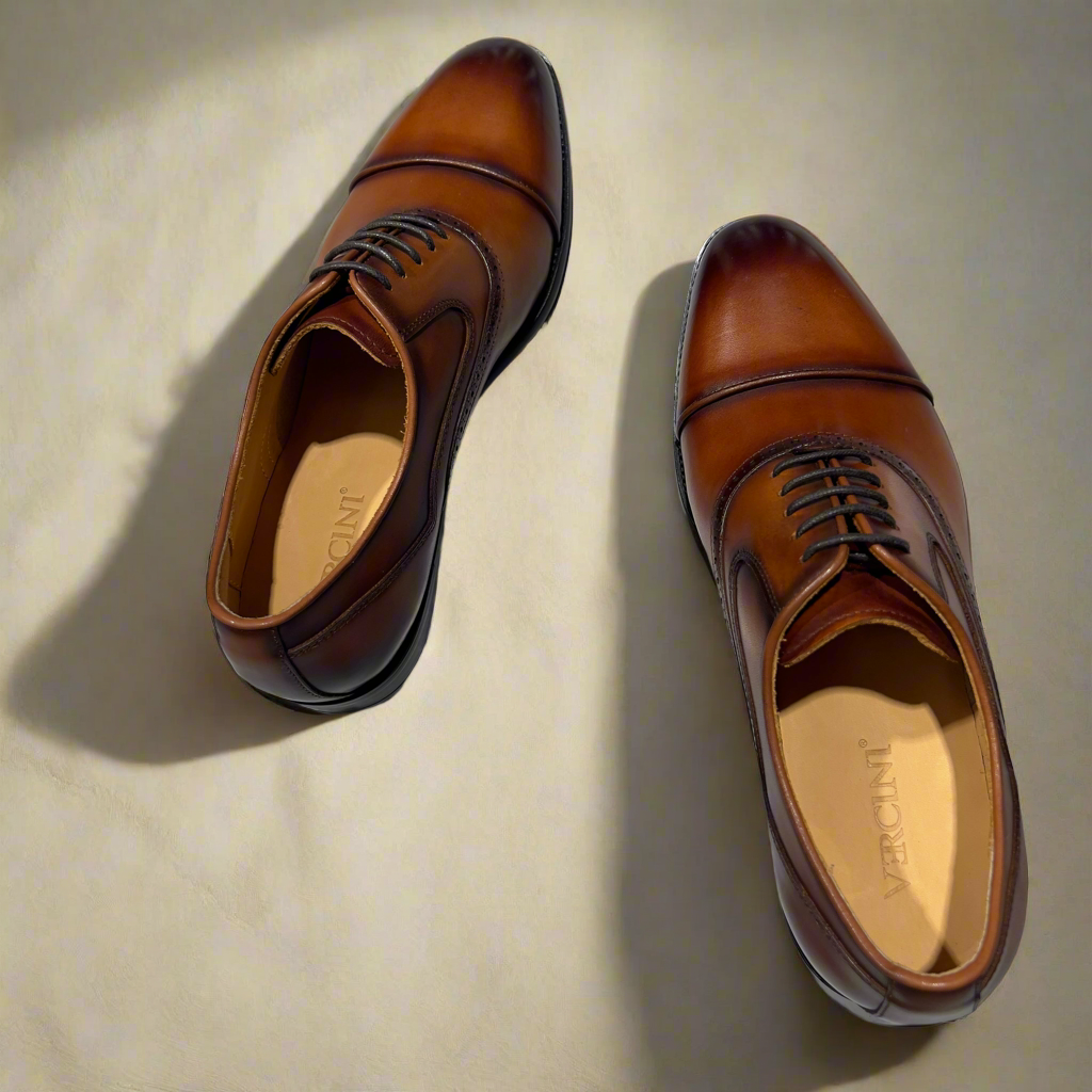 Classic Solid Vercini Leather Oxford Shoes