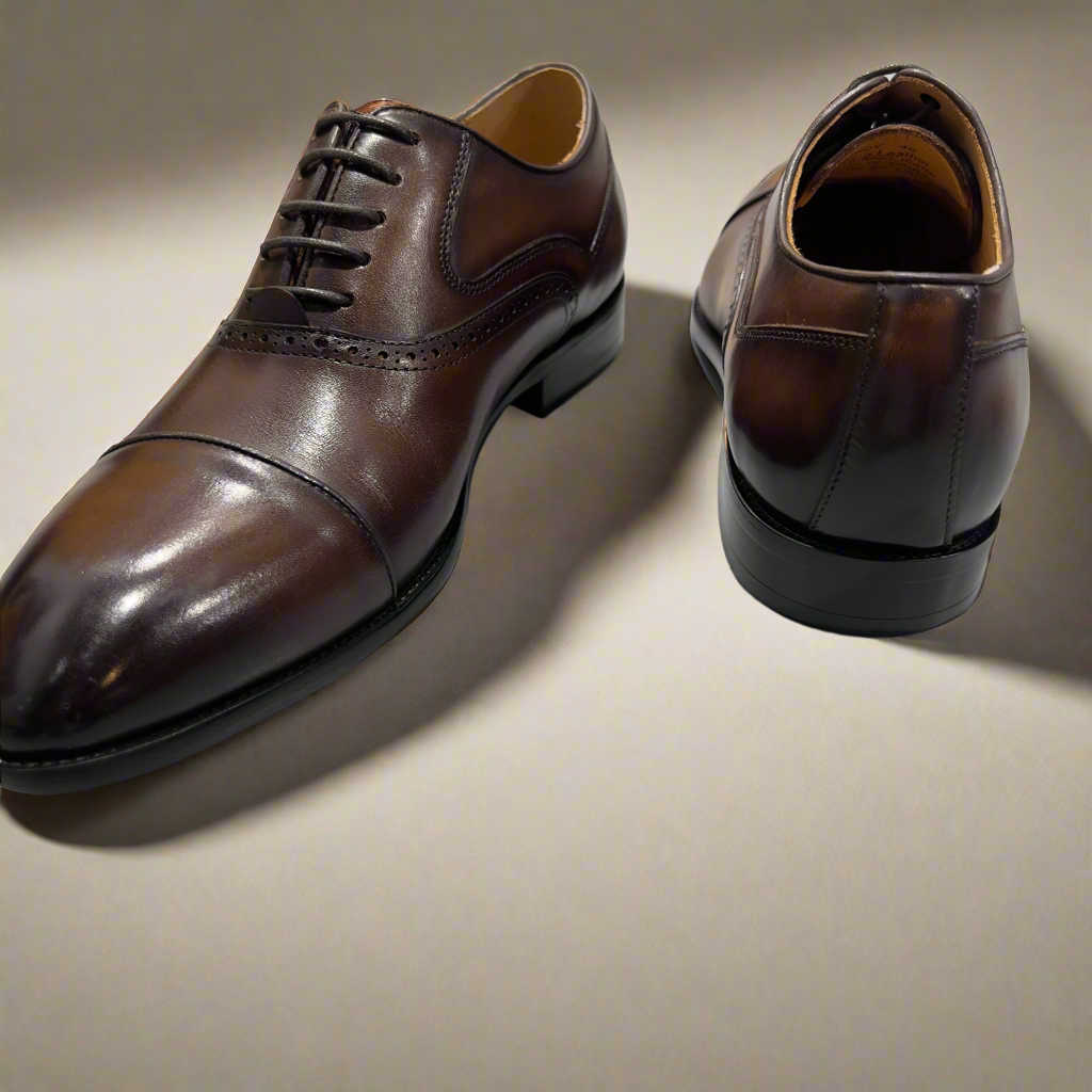 Classic Solid Vercini Leather Oxford Shoes