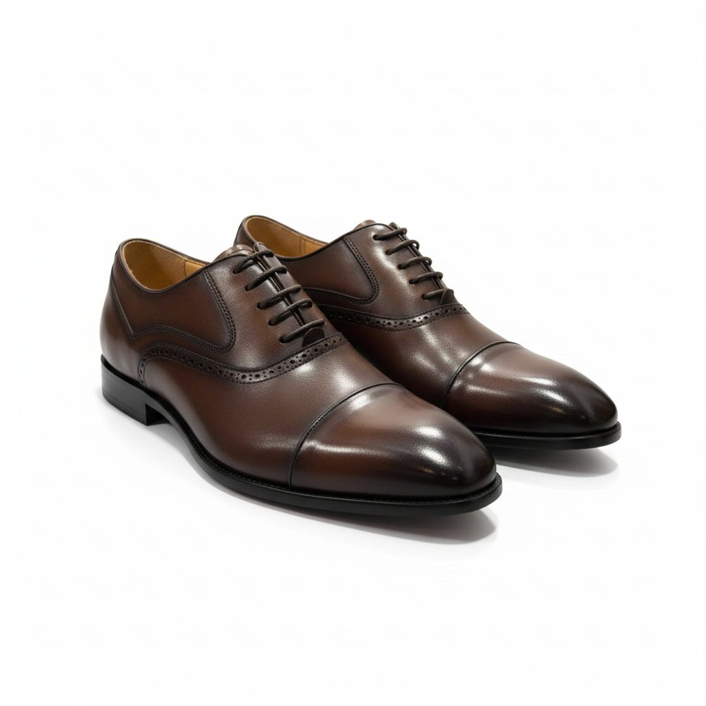 Classic Solid Vercini Leather Oxford Shoes