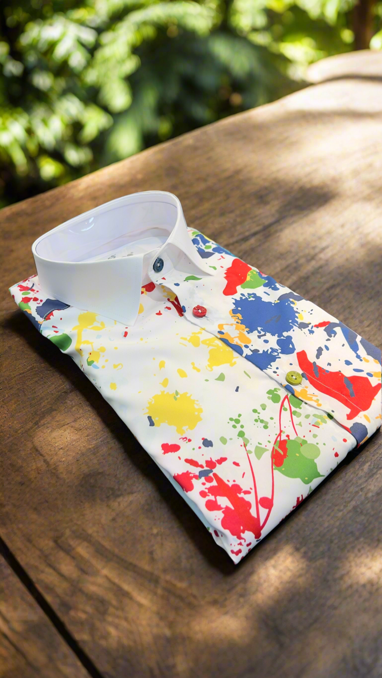 White Multi-Color Mondo Shirt – Bold. Bright. Unforgettable.