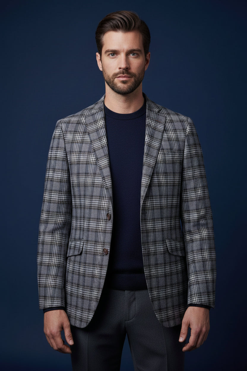 Slim Fit Plaid Sport Coat – Brown & Purple