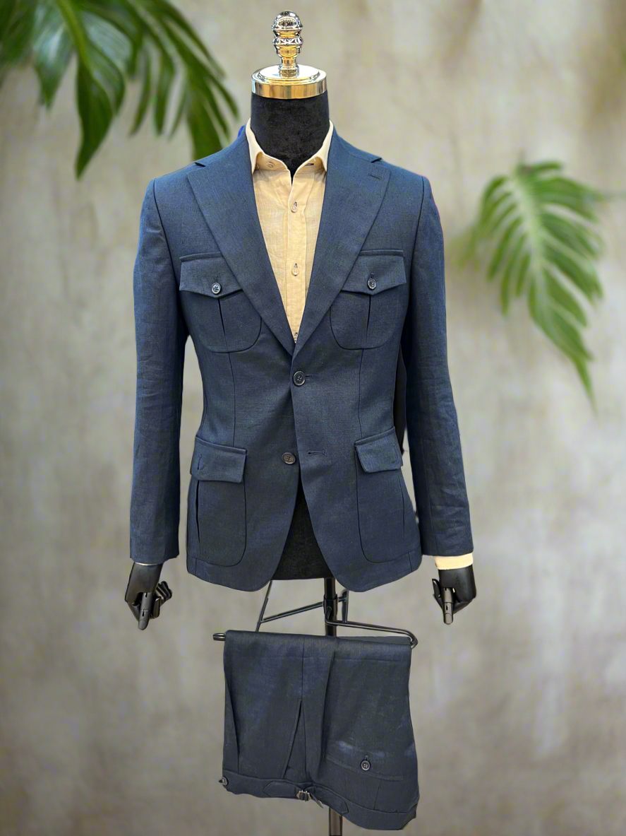 Premium Linen Suit – Green, Navy & White | Vercini