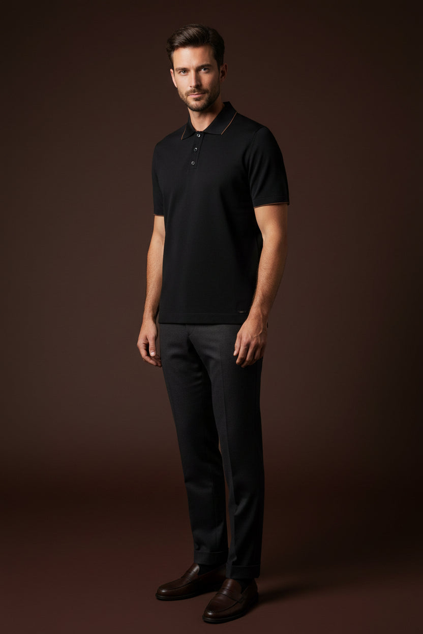 Refined Contrast Knit Polo