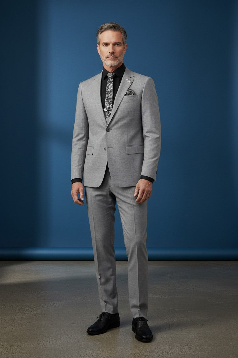 Heather Gray Three-Piece Suit | Vercini Elegance Collection