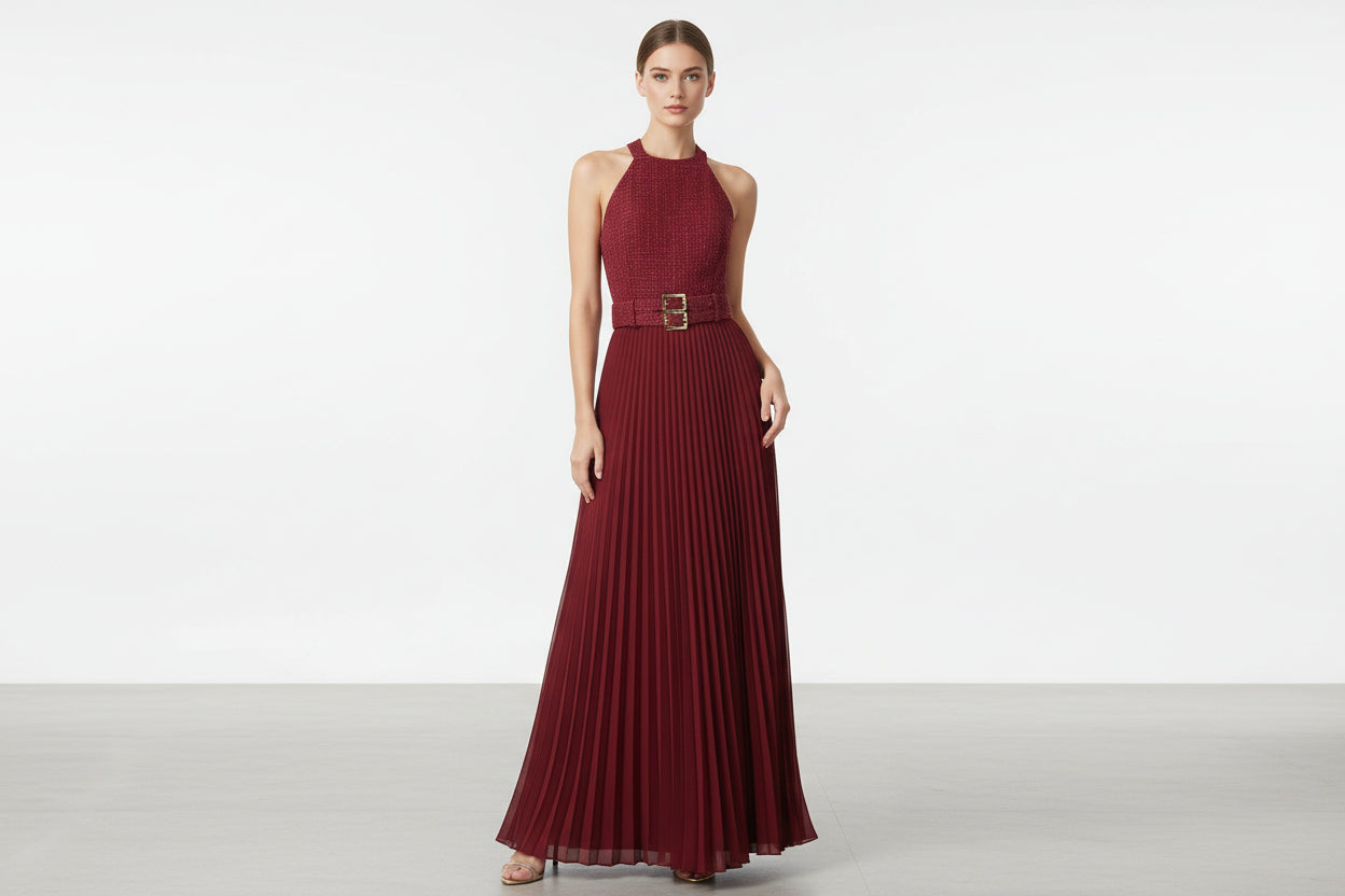 BURGUNDY MAXI FLOWY DRESS