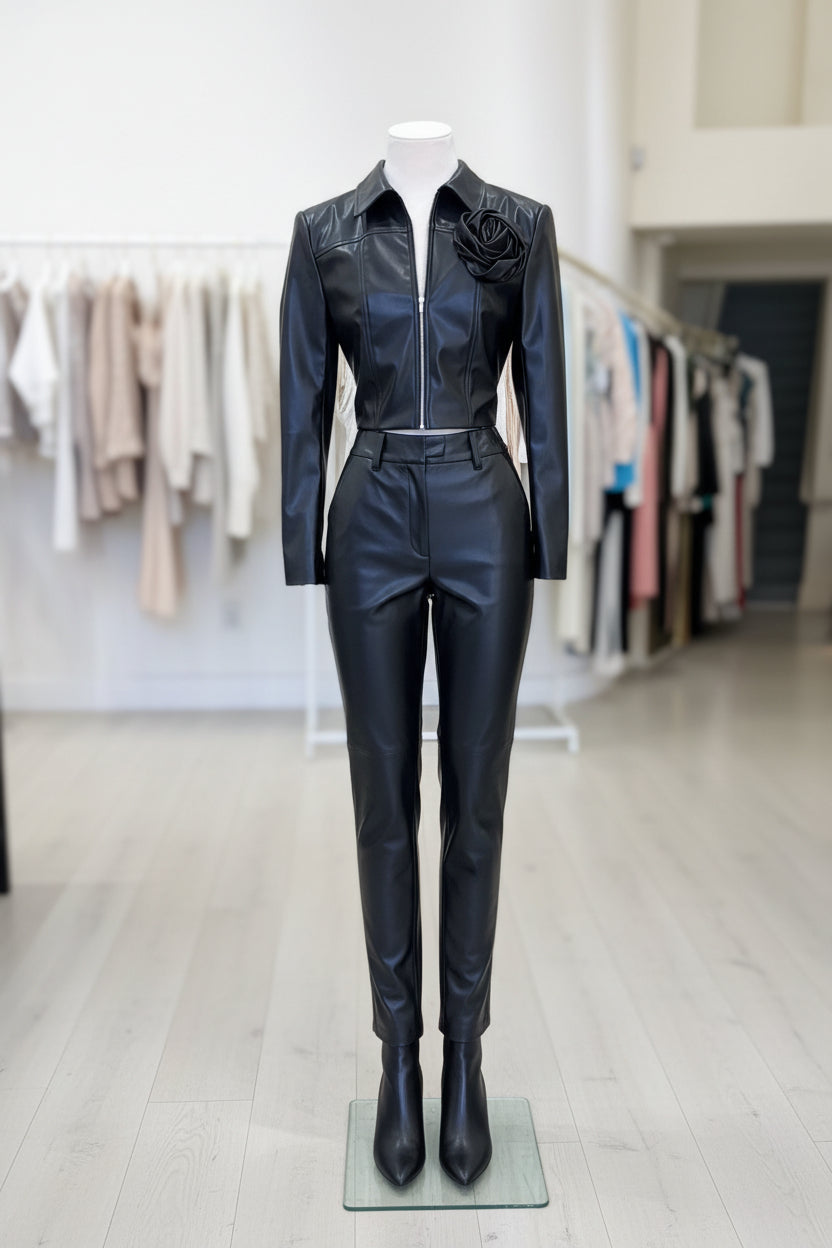 BLACK FAUX LEATHER JACKET