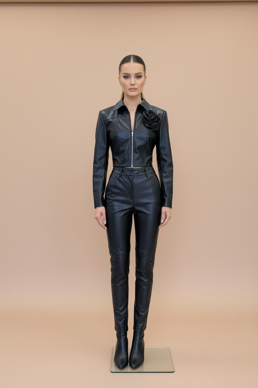 BLACK FAUX LEATHER JACKET