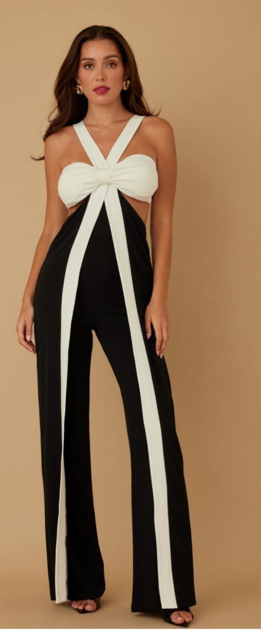 CHIC BLACK AND WHITE JUMPSUIT