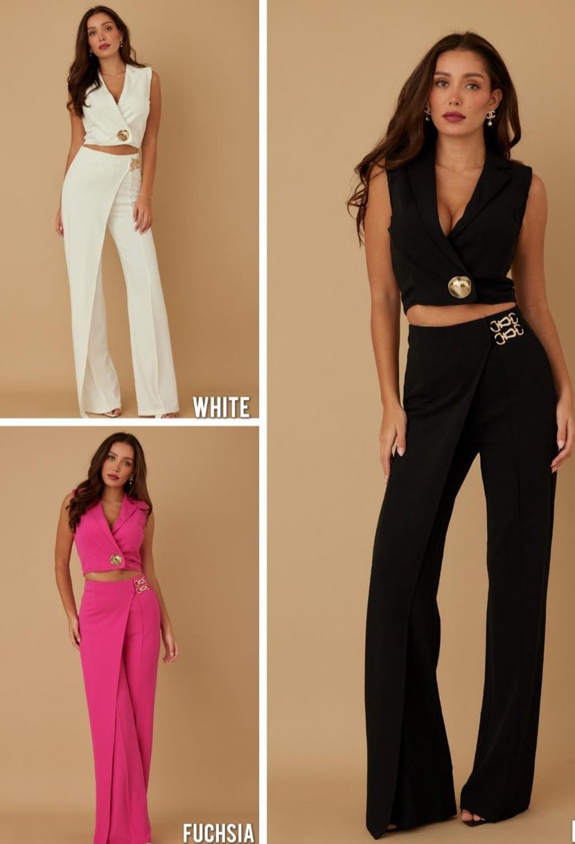 HIGH WAISTED PANTS AND VEST SET