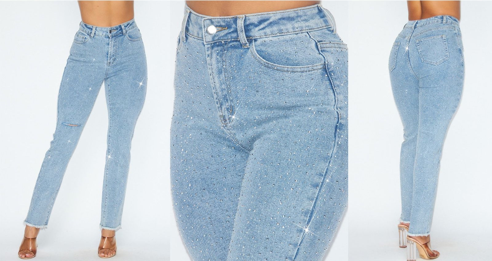 RHINESTONE DENIM JEANS