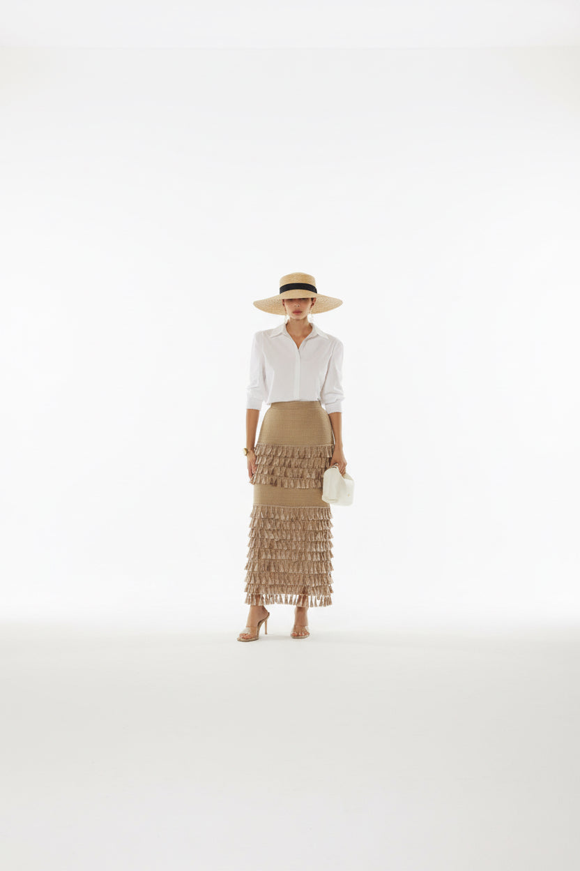 Chic and stylish combination of classic tailoring and playful texture