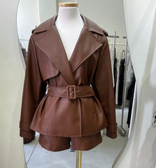 CHIC FAUX LEATHER TWO PIECE