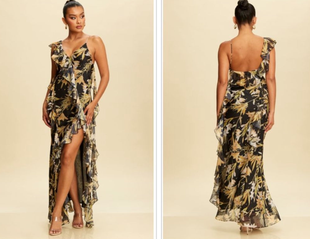 FEMININE MAXI  FLORAL DRESS