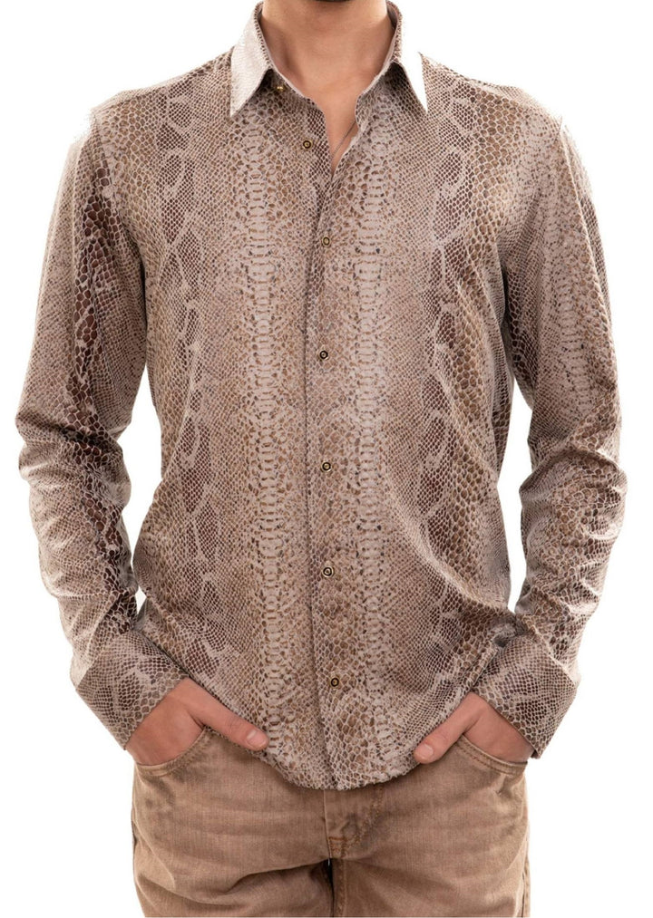 Beige snake Print Shirt