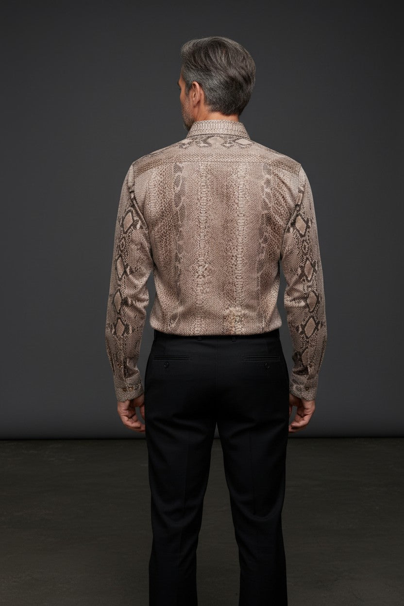 Beige snake Print Shirt