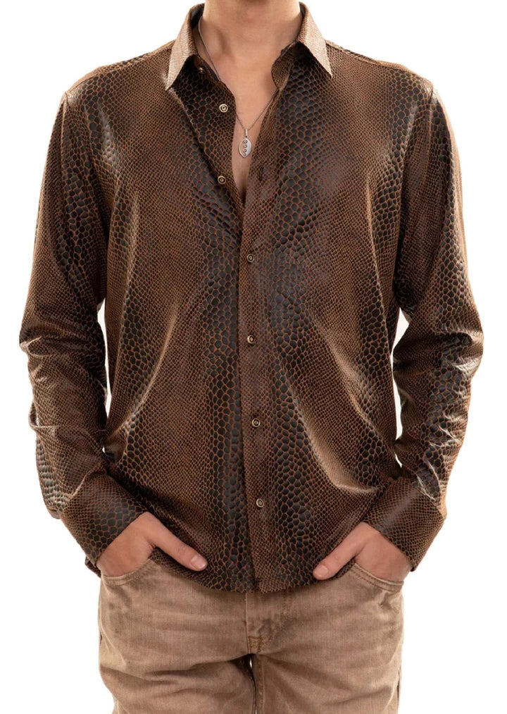 BROWN SNAKE SKIN SHIRTS Mondo Collection Vercini