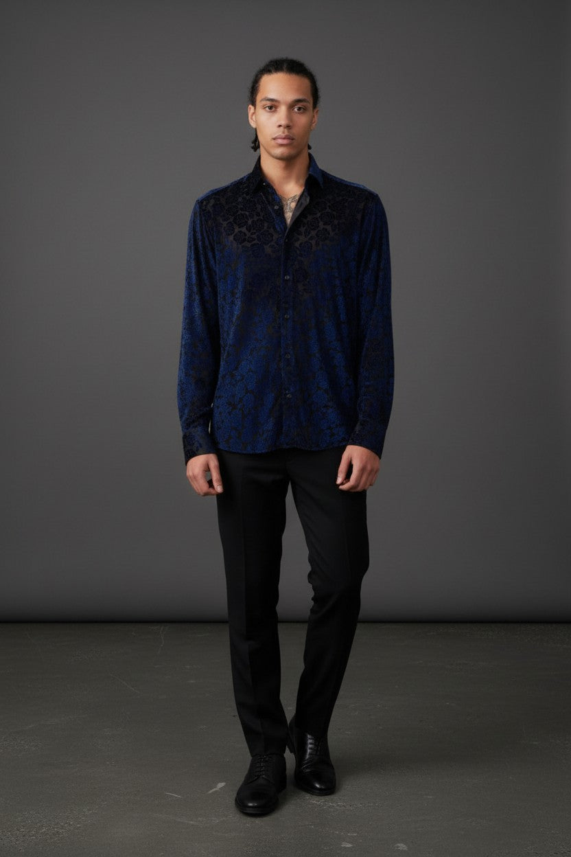 Floral Burnout Velvet Shirt