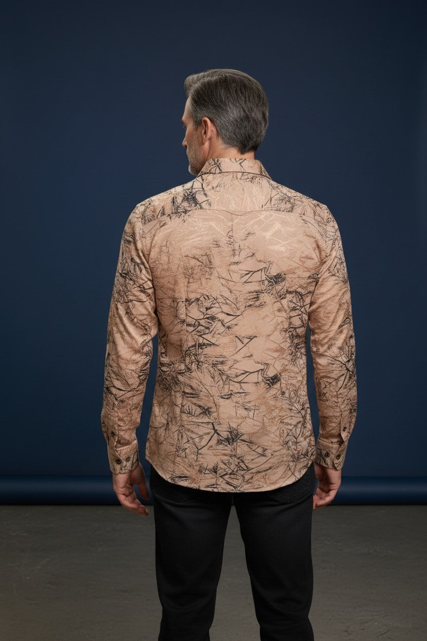 Elegant Men’s Long-Sleeve Shirt – Modern Abstract Design