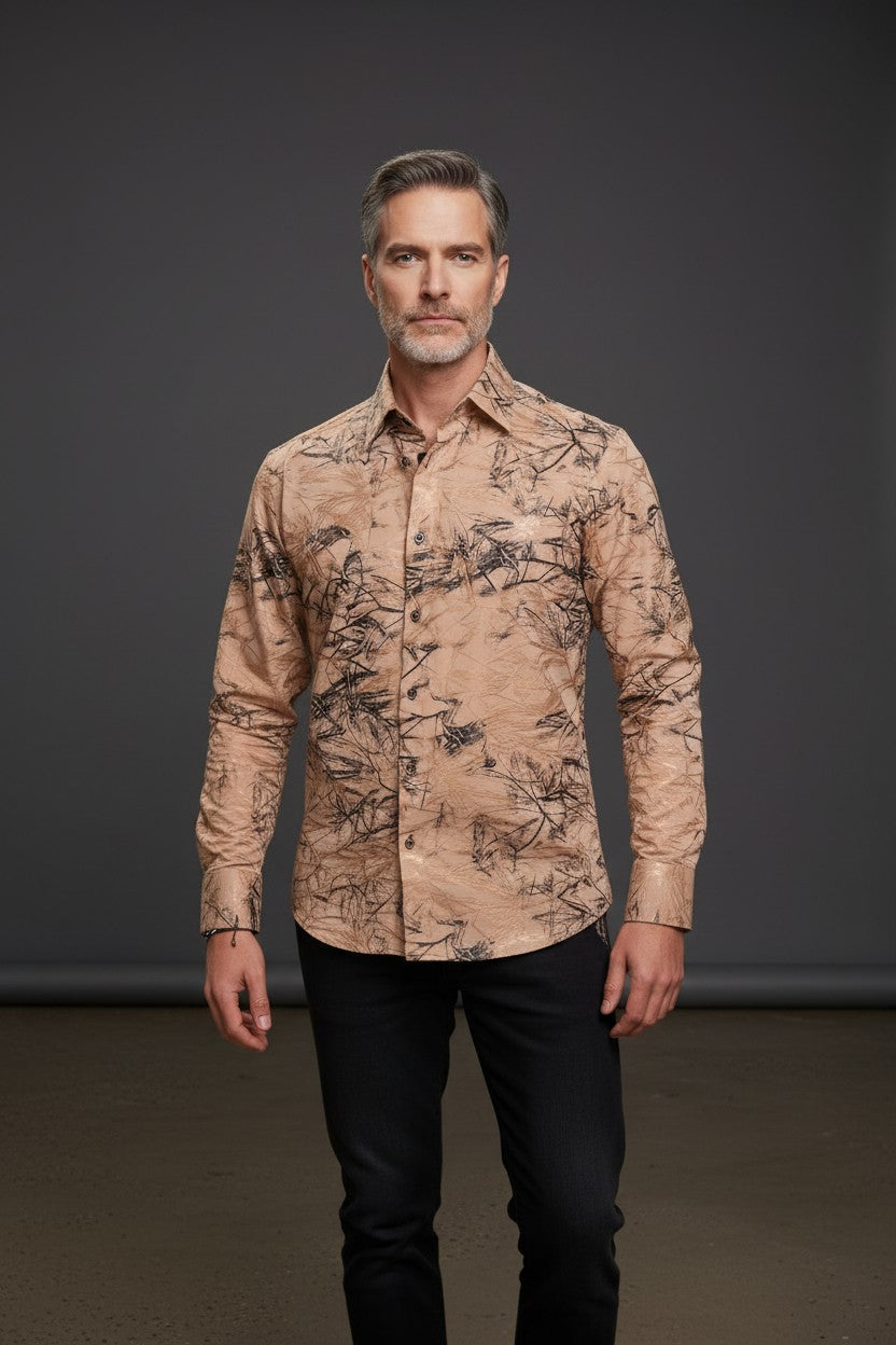 Elegant Men’s Long-Sleeve Shirt – Modern Abstract Design