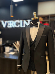 Timeless Majesty Black Tuxedo with Sharp Peak Lapel