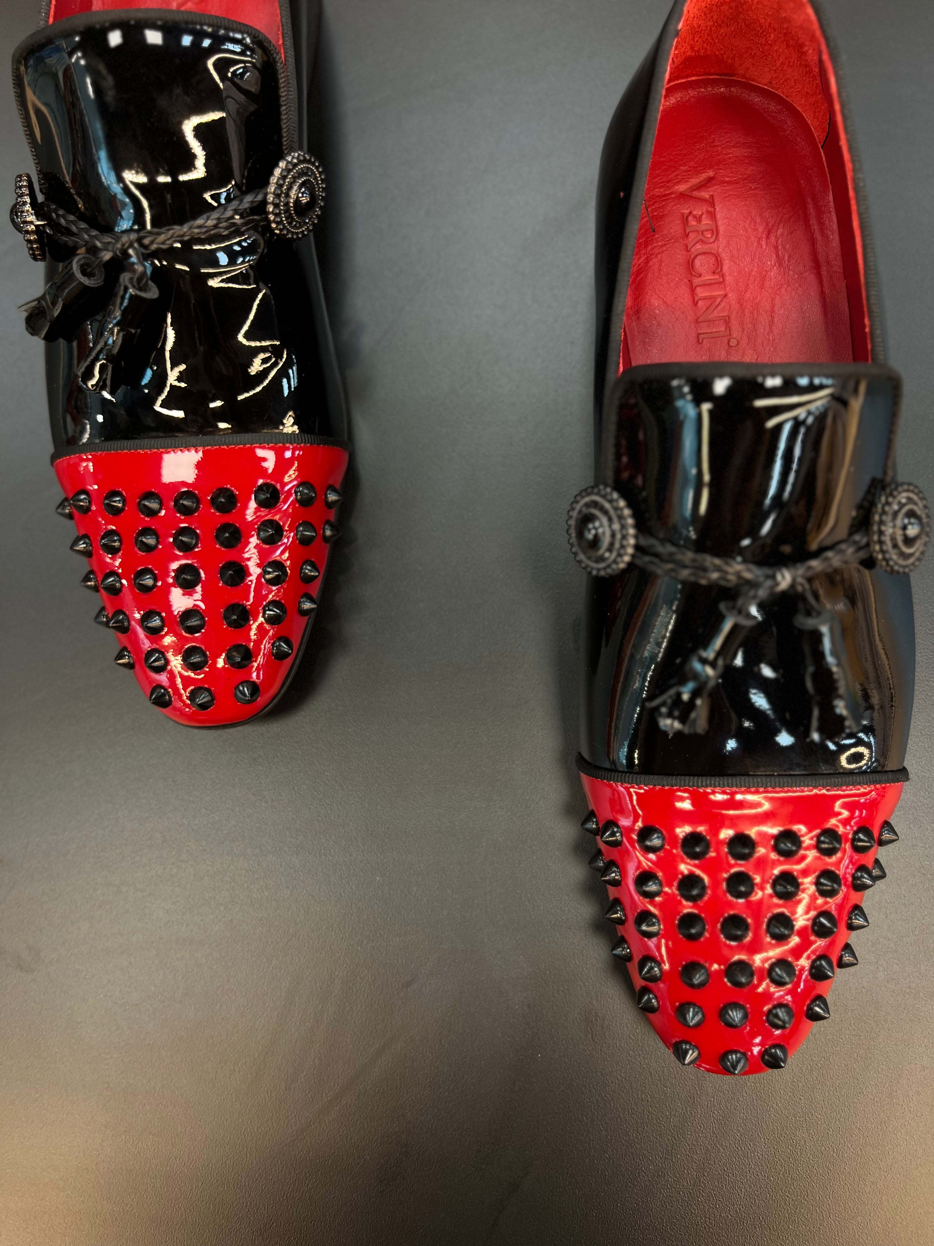 VERCINI Bold Red-Sole Patent Loafers