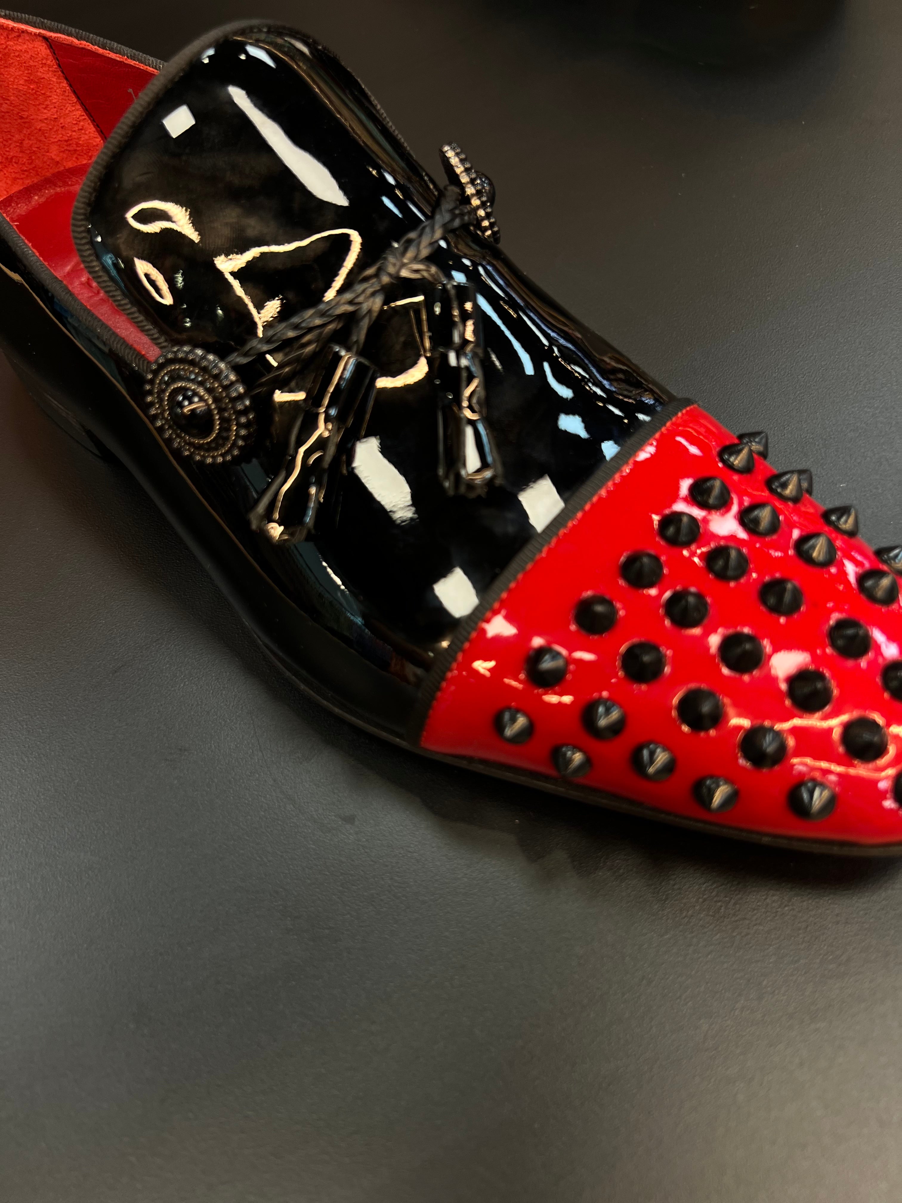 VERCINI Bold Red-Sole Patent Loafers