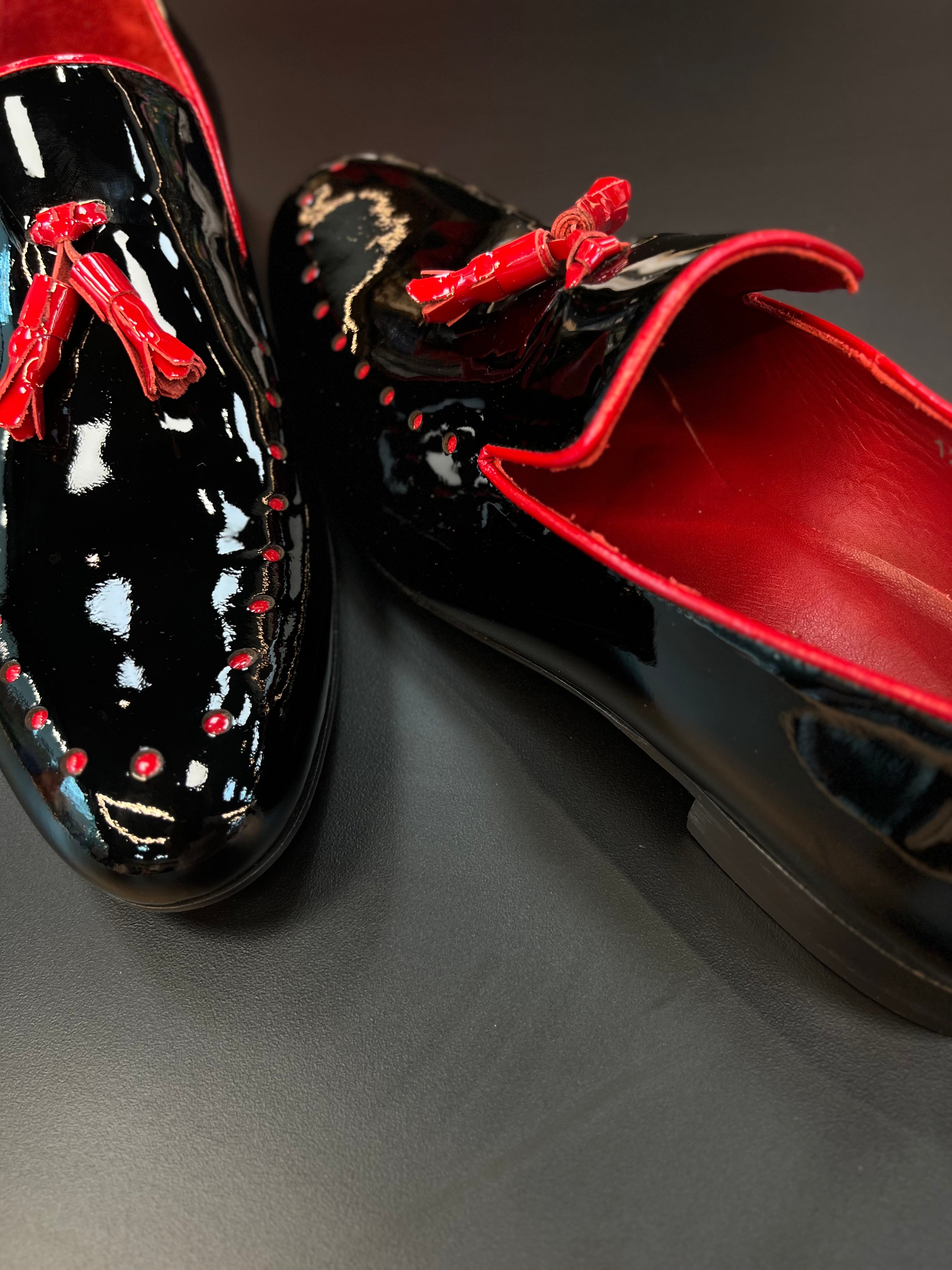 VERCINI Tassel Charm Patent Loafers