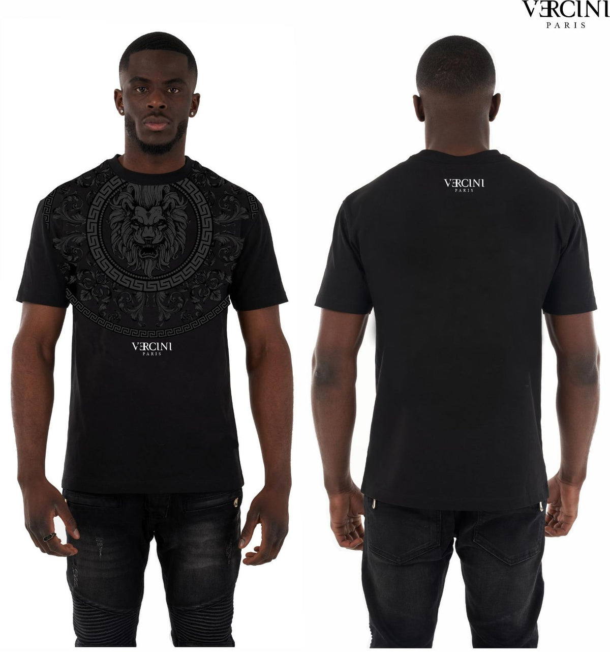 Vercini Regal Lion Medallion T-Shirt – Black and White